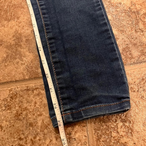 Wax Jean Low Rise Skinny Jeans Dark Wash Distressed Ripped Knee Womens - Picture 6 of 10